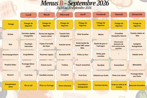 14 au 20 sept - menu B 14 au 20 sept - menu B