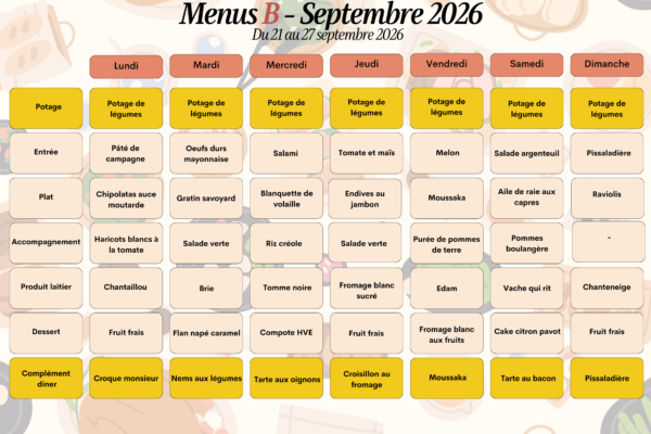 21 au 27 sept - menu B 21 au 27 sept - menu B